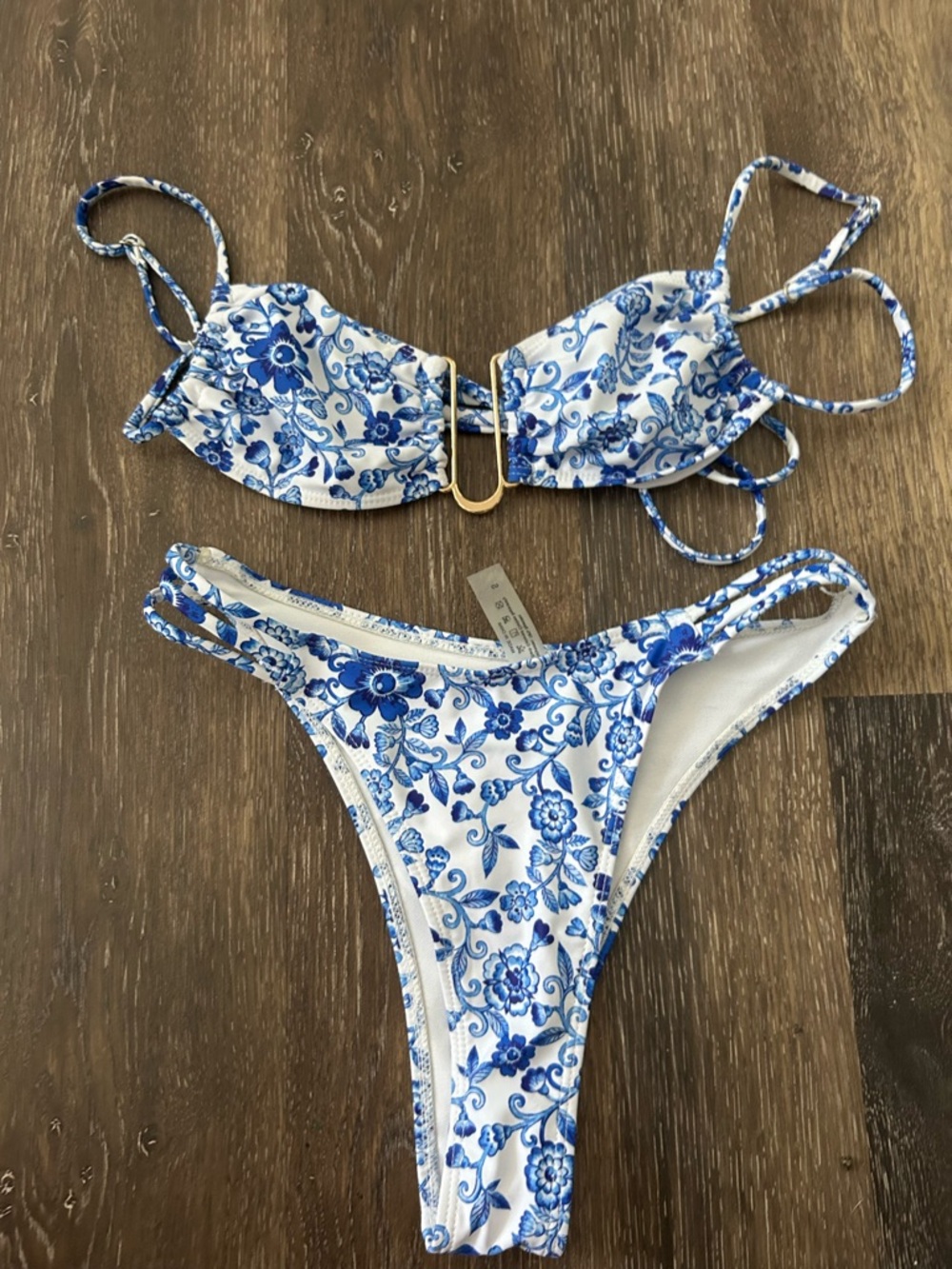 Blue & White Floral Bikini Set